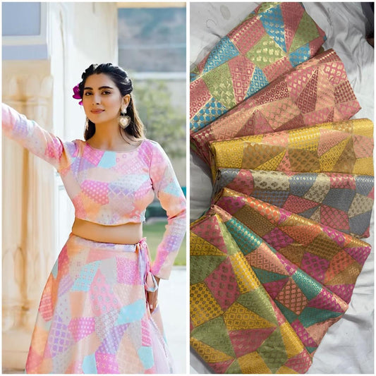 Banarasi katan handloom satin rankat fabric