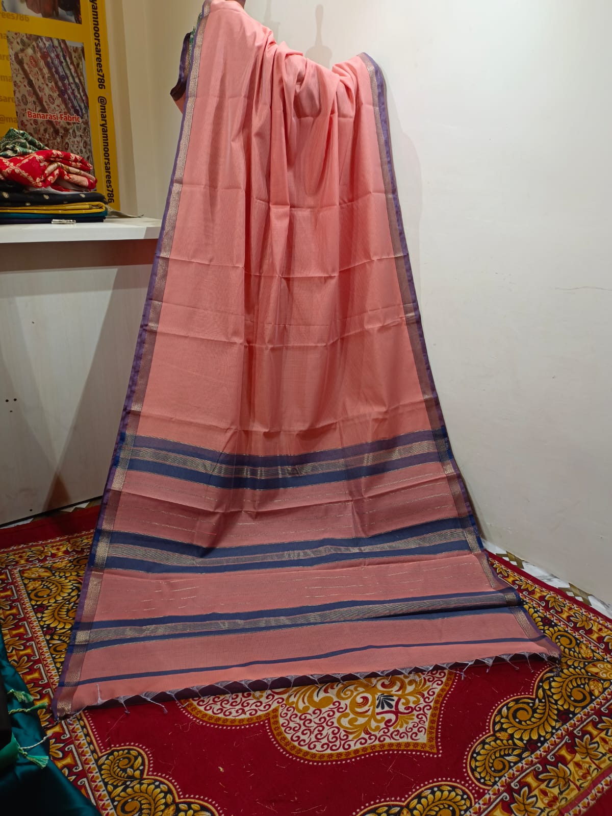 Off Red Rewa Maheshwari Saree