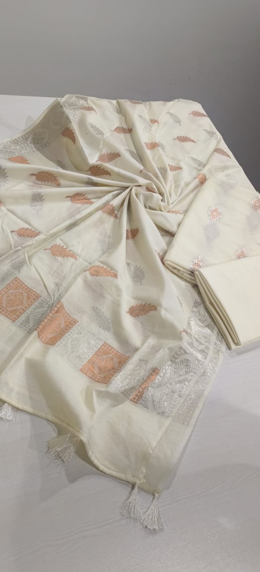 Off-white Banarasi Suit
