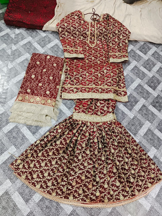 Banarasi kimkhab gharara stiched