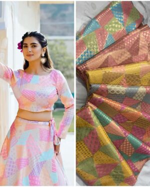 Banarasi katan handloom satin rankat fabric