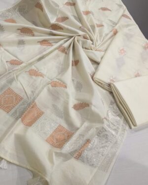 Off-white Banarasi Suit