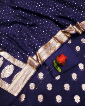 Dark Blue Banarasi Suit