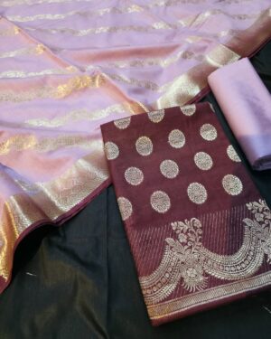 Bandhej cotton suit unstitch fabric in contrast