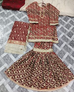 Banarasi kimkhab gharara stiched