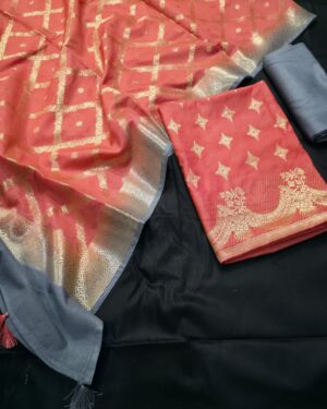 Mulberry cotton suit fabric unstitched in orange