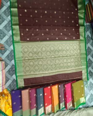 pallu butti cotton maheshwari silk saree